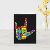 ASLラブサイン言語自閉症パズル自閉症戦争 カード (黄色い花)