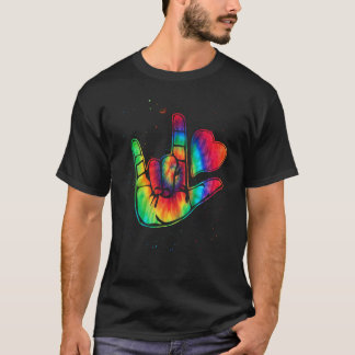 ASLラブサイン言語自閉症啓発サポート2 Tシャツ