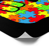 Aslラブサイン言語自閉症意識パズルパイ ポスター (角)