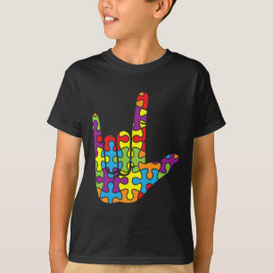 ASLラブサイン言語 – 自閉症パズル自閉症Aw Tシャツ