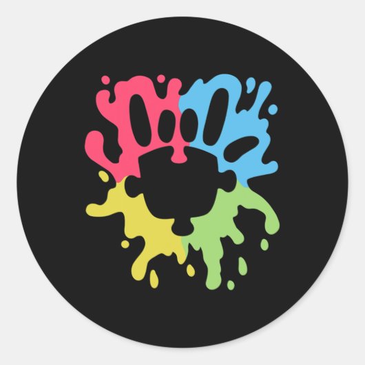 ASLラブサイン非言語自閉症支援認識度 ラウンドシール (正面)