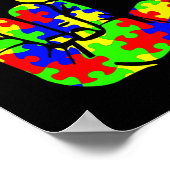 ASLラブハンドサイン言語パズル自閉症アワレ ポスター (角)