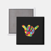 ASLラブパズルハンドサイン言語自閉症アワレ マグネット (正面/裏面)