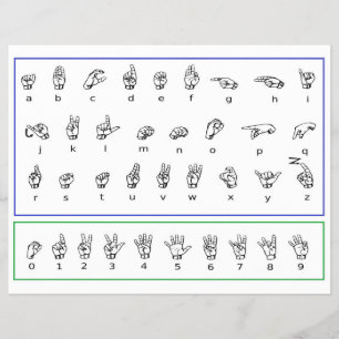 ASL学手話,アメリカ数字アルファベット チラシ