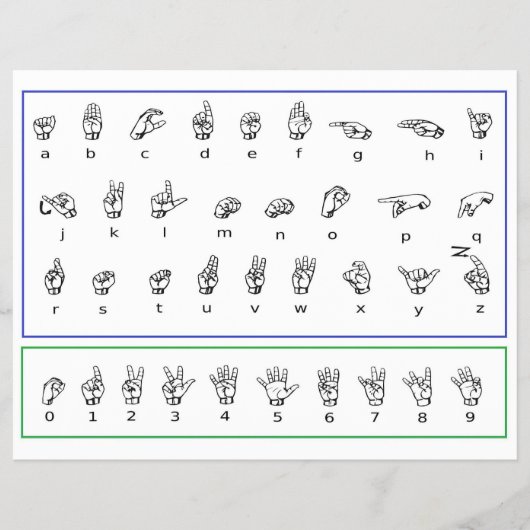 ASL学手話,アメリカ数字アルファベット チラシ (正面)