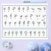 ASL学手話,アメリカ数字アルファベット チラシ (シングル)