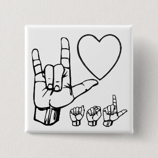 asl愛、ハート、asl 缶バッジ