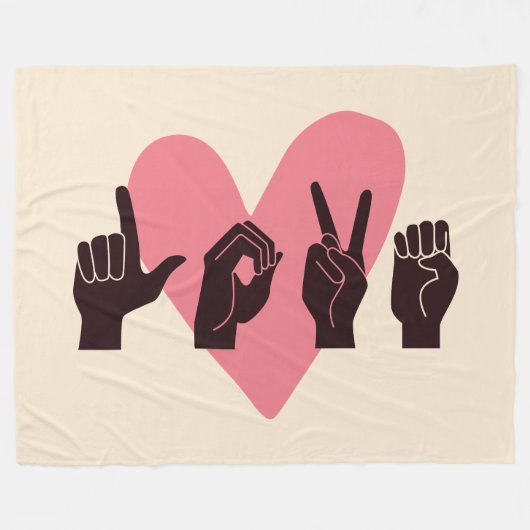 ASL愛IV – バレンタインデー フリースブランケット (正面(横))