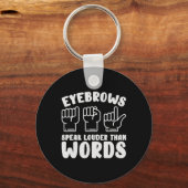 ASL手話まゆ話げ声の大きい言葉 キーホルダー (裏面)