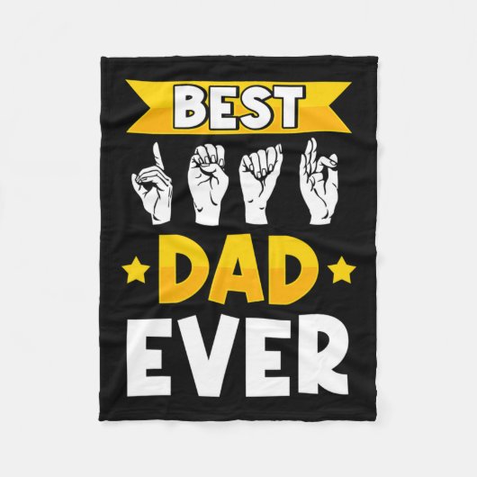 Asl手話ろう認識度ろうパパ フリースブランケット (正面)