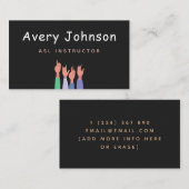 ASL手話インストラクターシンプルミニマルおもしろい 名刺 (正面/裏面)