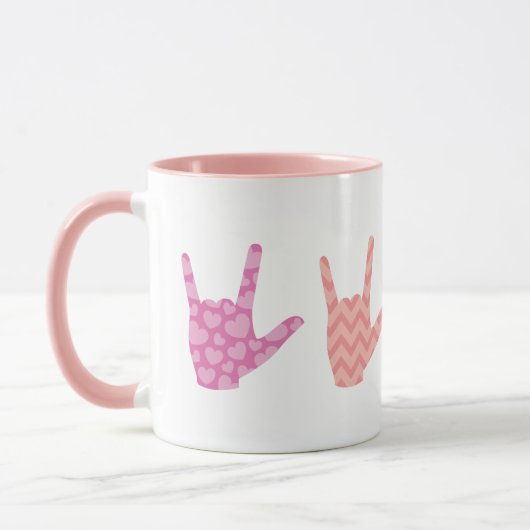 ASL手話I Love You Colors Patterns Mug マグカップ (左)