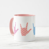 ASL手話I Love You Colors Patterns Mug マグカップ (正面左)
