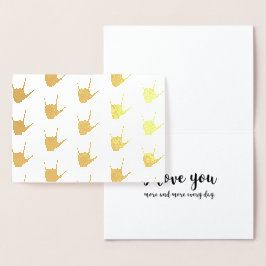 ASL手話I Love You Gold Foil Kraft Card 箔カード