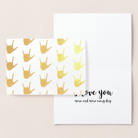 ASL手話I Love You Gold Foil Kraft Card 箔カード (ディスプレー)