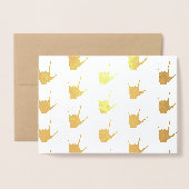 ASL手話I Love You Gold Foil Kraft Card 箔カード (封筒付き正面)