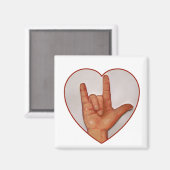 ASL私はあなたを愛し、ハート型 マグネット (正面/裏面)