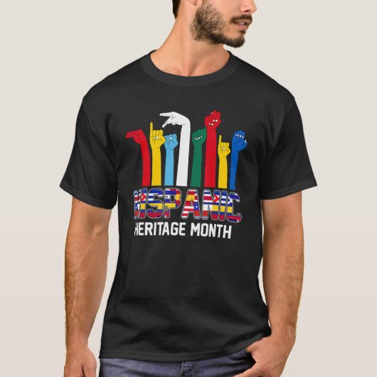 ASL言語国のフラグLatinx Hispanic Herit Tシャツ (正面)