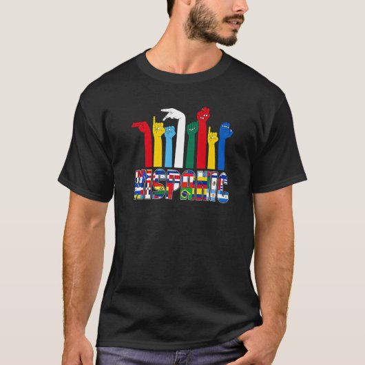 ASL言語国のフラグLatinx Hispanic Herit Tシャツ (正面)