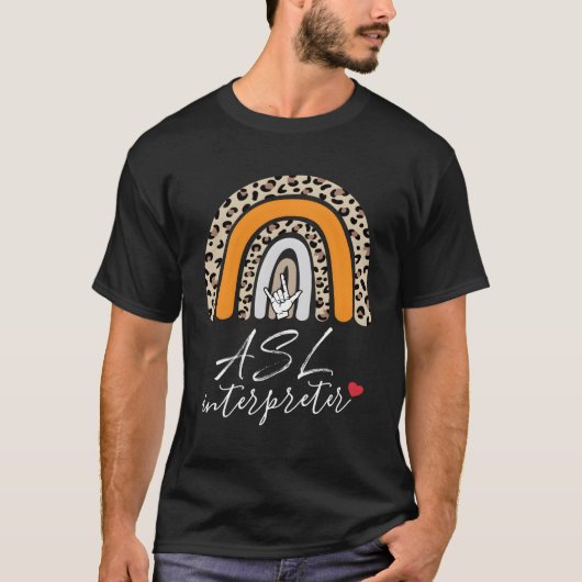 Asl通訳ラブ先生スクール手話 Tシャツ (正面)