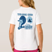 ASL金曜日デザイン - 神様ありがとう、やっと金曜日！ Tシャツ (裏面)
