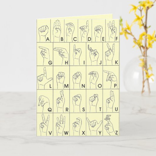 ASL アメリカ手話 A to Z カード (黄色い花)