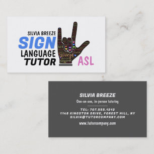 ASL,ラブジェスチャー,手話チューター,先生 名刺