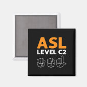 ASL – レベルC2。ASL認識度ハンドサイン言語D マグネット (正面/裏面)