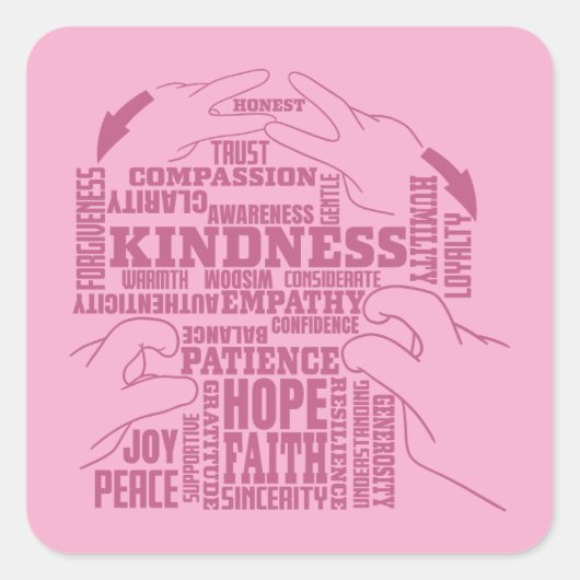 ASL – 内部美しい – ろう文化"Vee Vee"デザイン スクエアシール (正面)