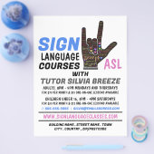 ASL、愛のジェスチャー、シグナルランゲージコースの広告 チラシ (シングル)