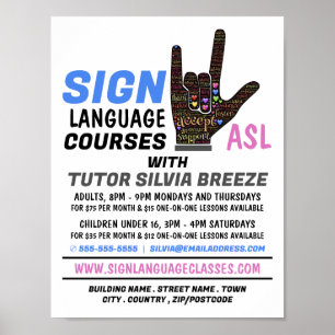 ASL,愛のジェスチャー,手話コースアドルト ポスター