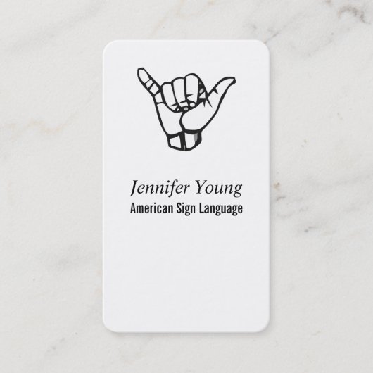 ASL、手話ビジネスカード 名刺 (正面)