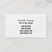 ASL、手話名刺 名刺 (裏面)