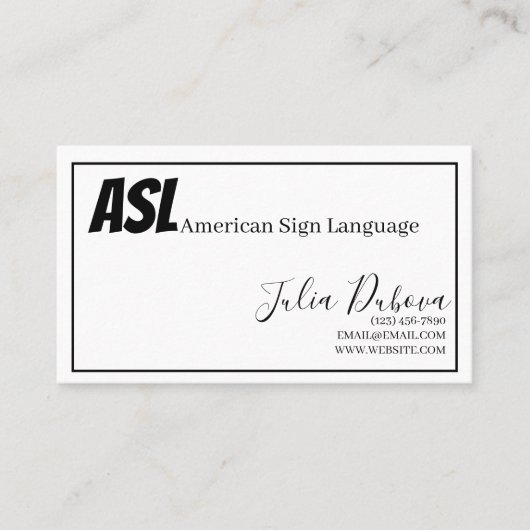 ASL、手話、翻訳者、名刺 名刺 (正面)