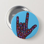 ASL "私は愛します" 缶バッジ (正面&裏面)