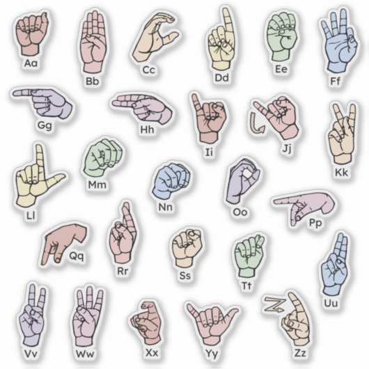 ASL ABC Sticker – Bright & Educational Sticker シール (正面)