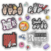 ASL Affirmation Stickers – Voice, Kindness, Power シール (正面)