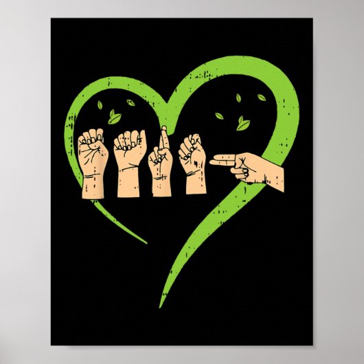 Asl American Sign Language Earth Day環境 ポスター (正面)