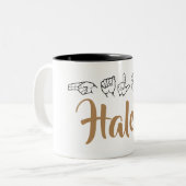 ASL American Sign Language Finger spelled Haley ツートーンマグカップ (正面左)