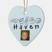 ASL American Sign Language Fingerspelled Haven セラミックオーナメント (左)