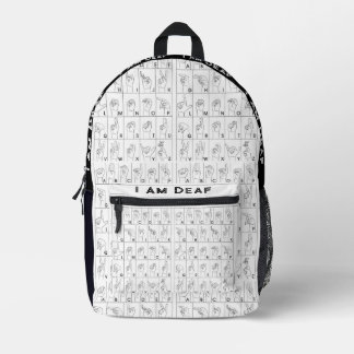 ASL American Sign Language I Am Looper Backpack プリントバックパック