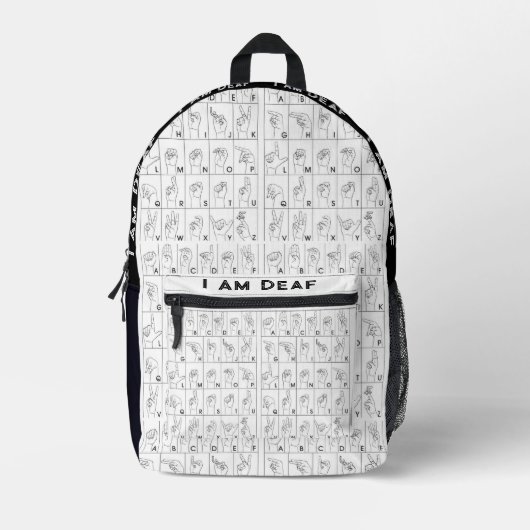 ASL American Sign Language I Am Looper Backpack プリントバックパック (正面)