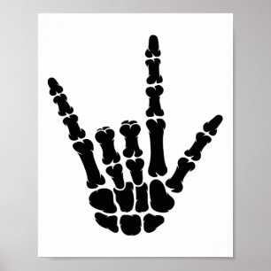 Asl American Sign Language I Love You Skeleton Han ポスター
