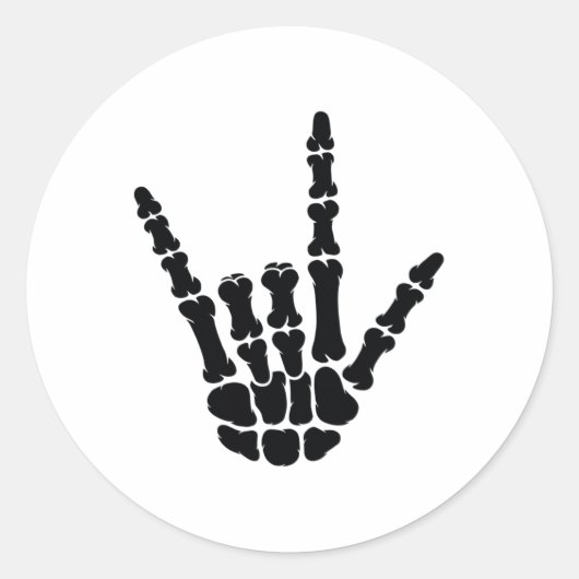 Asl American Sign Language I Love You Skeleton Han ラウンドシール (正面)