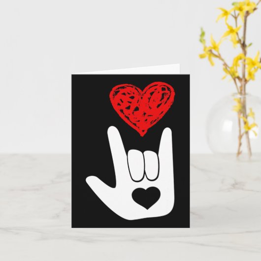 Asl American Sign Language Love Hand Sign Asl Squa カード (黄色い花)