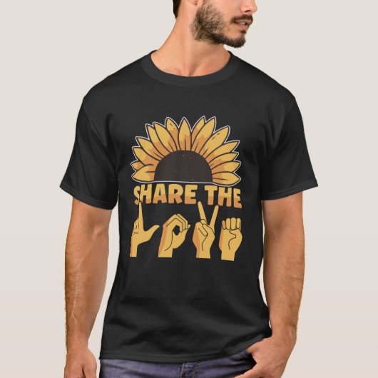 ASL American Sign Language Share The Love Awarenes Tシャツ (正面)