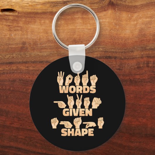 ASL American Sign Language Wordsの与え形状 キーホルダー (正面)