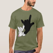 ASL Bunny Reflection I love You Hand Sign Easter Tシャツ (正面)