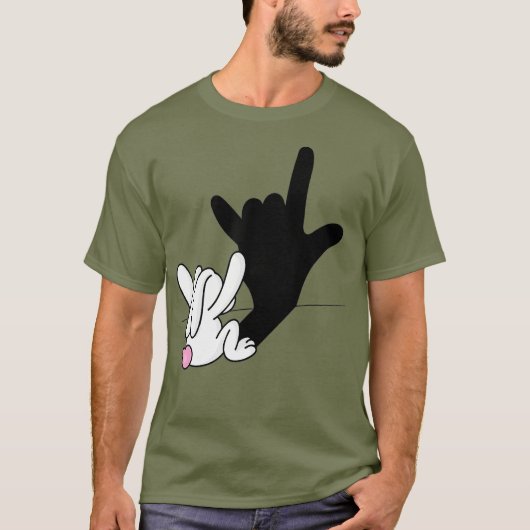 ASL Bunny Reflection I love You Hand Sign Easter Tシャツ (正面)