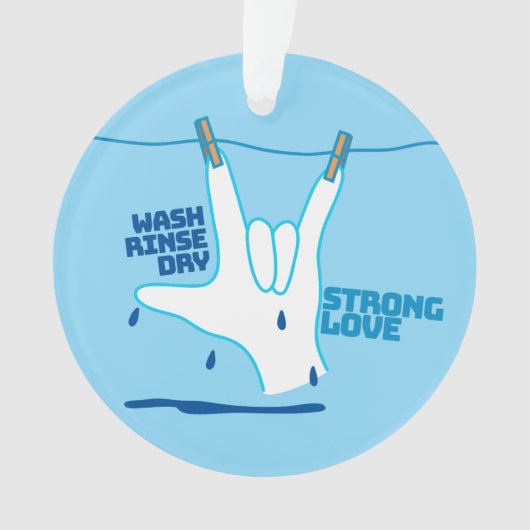 ASL Design - Wash, Rinse, and Dry Love ILY オーナメント (正面)